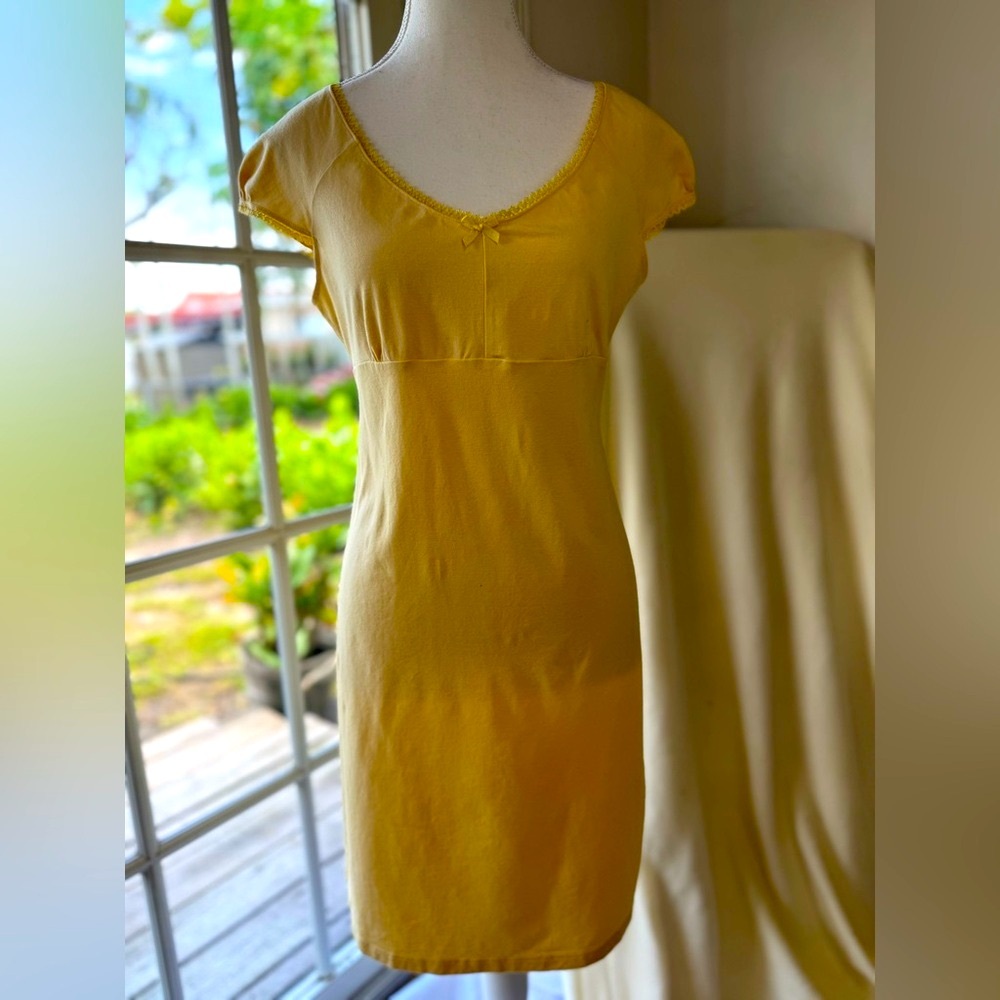 Pale Yellow Cotton Summer Dress with Lace Trim